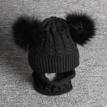 Load image into Gallery viewer, Cute Baby Hat &amp; Scarf Set Pompom Infant Baby Girl Winter Hat For Kids Warm Knitted for Girls
