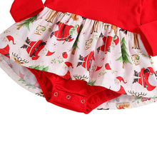 Load image into Gallery viewer, Christmas Outfits Long Sleeve Ruffles Romper Dress Cotton Santa Claus Puffy Baby Girl Party Clothes Set
