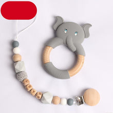 Load image into Gallery viewer, Modern Luxury Pacifier Clip Chain Beech Beads Silicone Elephant Pendant Baby Teething Nursing Clips Chain For Baby
