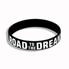 将图片加载到图库查看器，New Trend Motivation "The Road to Dreams" "Never Give Up"  Inspirational Silicone Rubber Bracelet Elastic Band  Brecelet for Women and Men In Unisex Design
