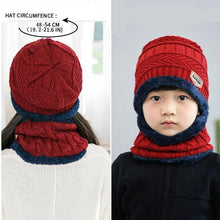 Load image into Gallery viewer, Knitted Baby Hats  Cap and Scarf Turban Beanie Cotton Warm Wool Fur Caps Soft Hat For Childern Girl And Boys
