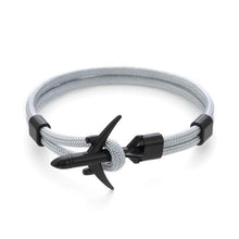 Load image into Gallery viewer, Elegant Modern Fashion Black Anchor Luxury Bracelets For Men And Women Charm Rope Chain Couple Bracelet Metal Airplane Leather Hooks Homme Jewelry
