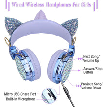 Load image into Gallery viewer, Cute Unicorn Headphones 3D Stereo Music Kids Headphones With Microphone Girls Cell Phone Children's Wired Headset Gamer Gift
