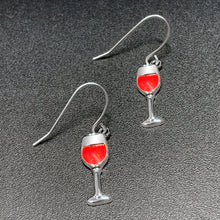 将图片加载到图库查看器，Stainless Steel Red Wine Glass Earrings
