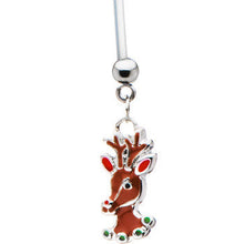 将图片加载到图库查看器，Stainless Steel Holiday Reindeer Pregnant Belly Ring
