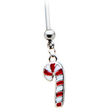 将图片加载到图库查看器，Stainless Steel Holiday Candy Cane Pregnant Belly Ring

