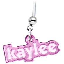 Load image into Gallery viewer, Custom Flexible PTFE Pink Personalized Name Pregnancy Belly Ring
