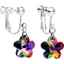 Load image into Gallery viewer, Handcrafted Crystal Vitrail Flower Clip On Earrings
