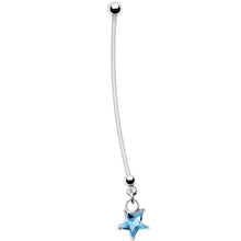 Load image into Gallery viewer, Handcrafted Star Power Blue CZ Pregnant Belly Ring
