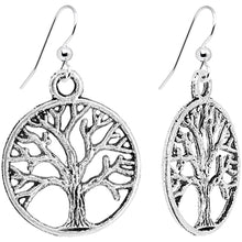将图片加载到图库查看器，Silver Tone Tree of Life Dangle Earrings
