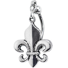 Load image into Gallery viewer, Antiqued Silver Tone Fleur De Lis Top Mount Belly Ring
