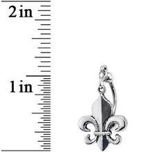 Load image into Gallery viewer, Antiqued Silver Tone Fleur De Lis Top Mount Belly Ring
