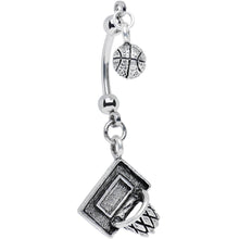 将图片加载到图库查看器，Handcrafted Shooting Hoops Basketball Double Mount Belly Ring

