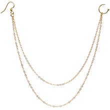 Load image into Gallery viewer, Handcrafted Pirate Booty Gold Plated Ear to Nose Chain 20G 5/16
