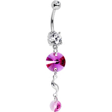将图片加载到图库查看器，Handcrafted Pink Twist Drop Belly Ring Created with Crystals
