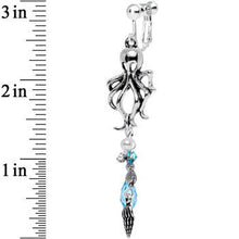 Load image into Gallery viewer, Oceanic Octopus Clip On Drop Earrings Created with Crystals
