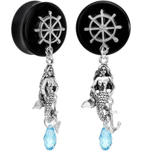 Load image into Gallery viewer, Aqua Nautical Mermaid Plug Set Created with Crystal 00G to 1 Inch
