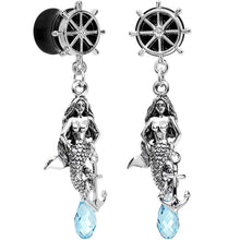 Load image into Gallery viewer, Aqua Nautical Mermaid Plug Set Created with Crystal 00G to 1 Inch
