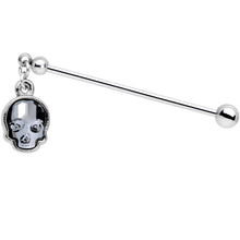 Load image into Gallery viewer, Handmade Sugar Skull Industrial Barbell Created with Crystals 36mm
