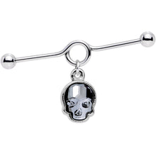 Load image into Gallery viewer, Sugar Skull Industrial Barbell Created with Crystals
