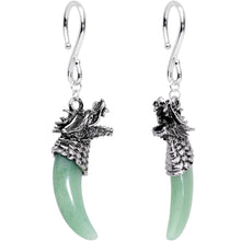 将图片加载到图库查看器，Handcrafted Green Agate Dragon Tooth Ear Weights
