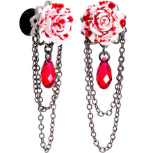 Load image into Gallery viewer, Blood Rose Dangle Plug Set Sizes 8mm to 20mm Created with Crystals

