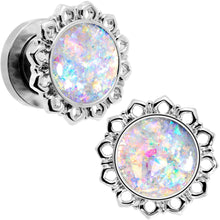 将图片加载到图库查看器，Handcrafted White Faux Opal Mandala Screw Fit Plug Set Sizes 8mm to 20mm
