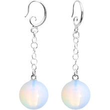 将图片加载到图库查看器，Handcrafted White Opalite Jawbreaker Dangle Fishhook Earrings
