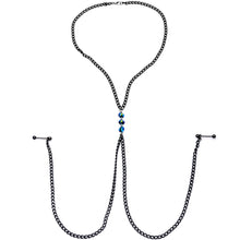 Load image into Gallery viewer, Gothic Black Necklace to Nipple Chain Created with Crystals
