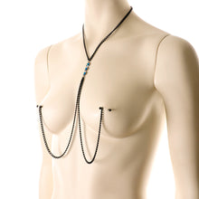 Load image into Gallery viewer, Gothic Black Necklace to Nipple Chain Created with Crystals
