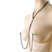 Load image into Gallery viewer, Gothic Black Necklace to Nipple Chain Created with Crystals
