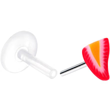 Load image into Gallery viewer, Handmade 1/4 5/16 Bioplast Red Strawberry Push In Cartilage Earring
