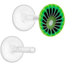 Load image into Gallery viewer, Handmade 1/4 5/16 Bioplast Green Kiwi Push In Cartilage Earring
