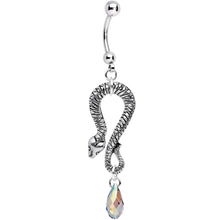 将图片加载到图库查看器，Handcrafted Snake Dangle Belly Ring Created with Crystals
