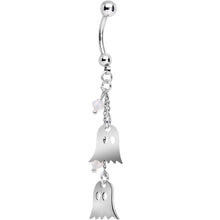 将图片加载到图库查看器，Handcrafted Ghost Dangle Belly Ring Created with Crystals
