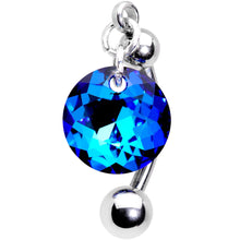 将图片加载到图库查看器，Blue Drop Top Mount Belly Ring Created with Crystals
