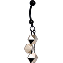 Load image into Gallery viewer, Handmade Geometric Black Belly Ring Created with Crystals
