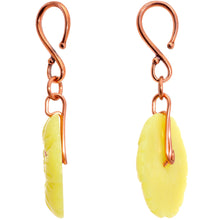 Load image into Gallery viewer, Handcrafted Copper Plated Yellow Butter Jade Flower Ear Weights
