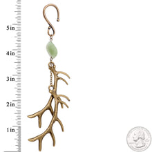 Load image into Gallery viewer, Handcrafted Antique Brass Plated Green Aventurine Antler Ear Weights
