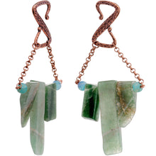 Load image into Gallery viewer, Handcrafted Copper Plated Sea Green Agate Stone Ear Weights
