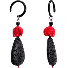 Load image into Gallery viewer, Handcrafted Black IP Black Lava Stone Red Elephant Ear Weights
