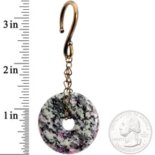 Load image into Gallery viewer, Handmade Antique Brass Plated Natural Zoisite Donut Ear Weights
