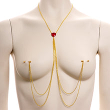 Load image into Gallery viewer, Gold Tone Nipple Chain Necklace Created with Crystals

