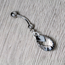 将图片加载到图库查看器，Clear Drop Reversible Belly Ring Created with Crystals
