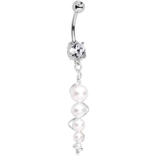 Load image into Gallery viewer, Handmade White Orb Dangle Belly Ring Created with Crystals
