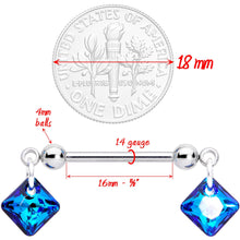 将图片加载到图库查看器，Handmade Blue Rhom Nipple Ring Set Created with Crystals
