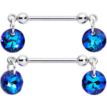 将图片加载到图库查看器，Handmade Blue Disc Nipple Ring Set Created with Crystals
