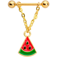 将图片加载到图库查看器，14G 5/8 Handmade Gold Tone Watermelon Dangle Nipple Ring Set
