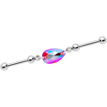 Load image into Gallery viewer, Pink Drop Double Industrial Barbell Created with Crystals
