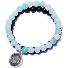 Load image into Gallery viewer, Handmade Lava Stone Amazonite Pisces Zodiac Bracelet Set of 2
